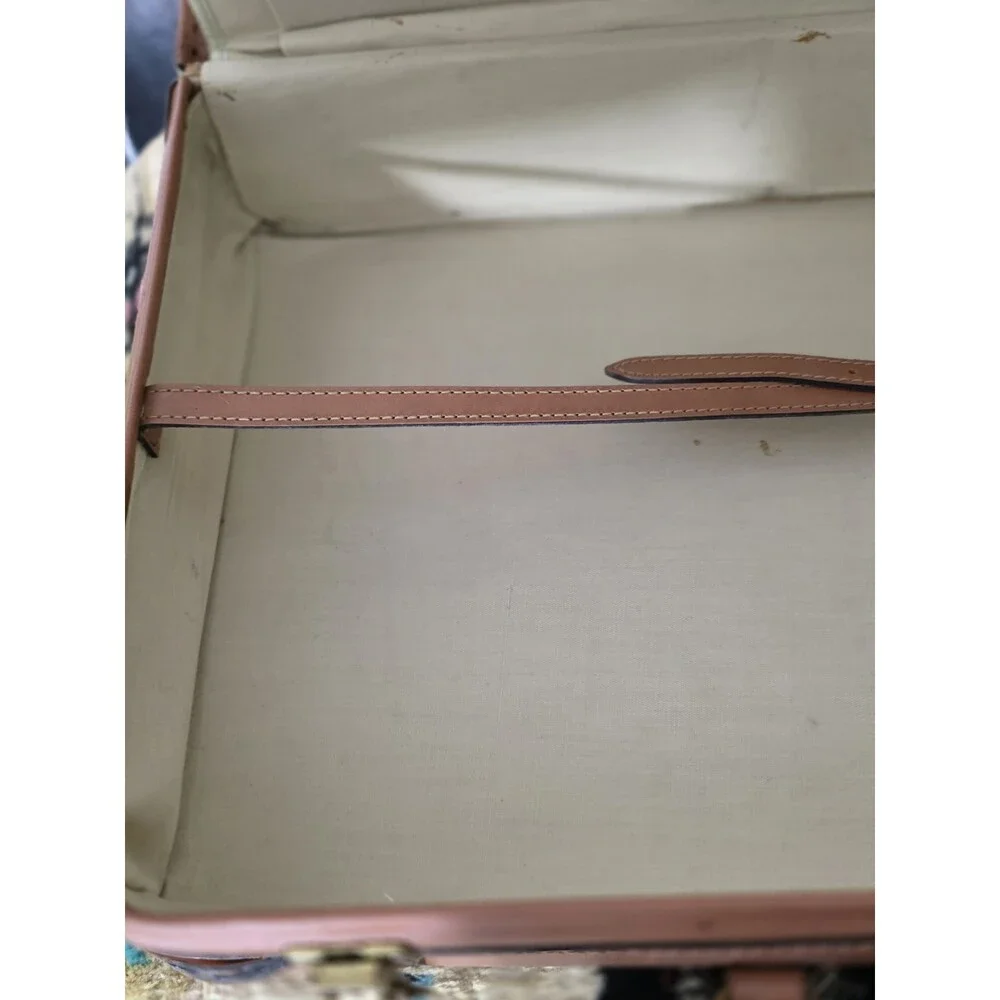 Vintage Brooks Brothers Tan Leather Suitcase Carry-On Travel Case Hard Shell